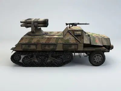 Low Poly 15 cm Panzerwerfer 42 Maultier Low-poly 3D model