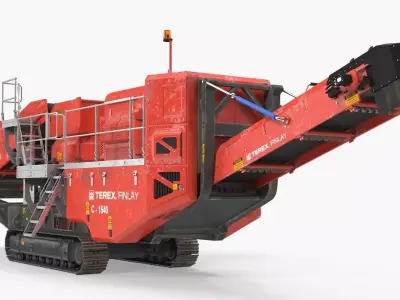Hydraulic Cone Crusher Machine Terex Finlay C1540 Rigged 3D model