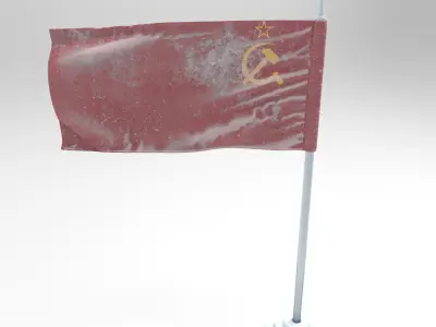 Soviet Union Frozen Flag - Animated 3D PBR Model 3D model
