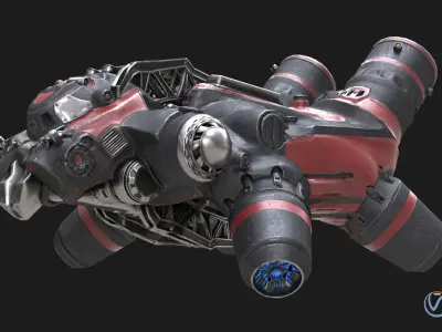 Flying truck Low-poly 3D model