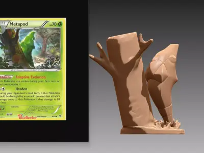 Metapod against tree Pokemon OBJ STL 3D print model