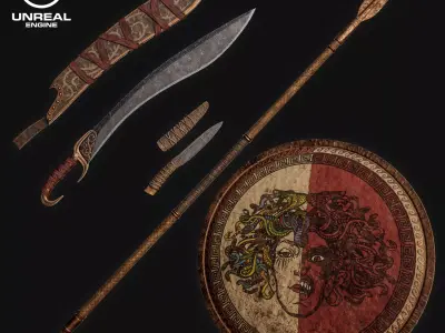 Ancient Greek Hoplite Weapons Pack Low-poly 3D model