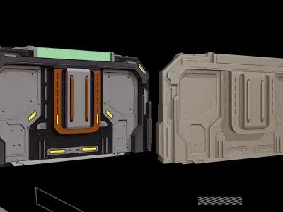 8 Futuristic Sci-Fi Door kitbash 3D model