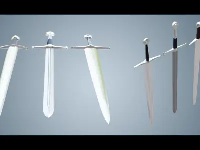 Medieval Swords Base Mesh 3D Model Collection