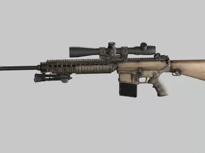 Sniper Denel 7NTW-20 Low-Poly 3D Model Low-poly 3D model