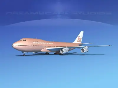 Boeing 747-100 Jumbo Jet Braniff Intl 3D model