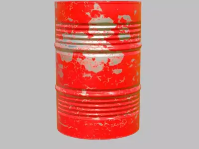 metal red barrel Low-poly 3D model