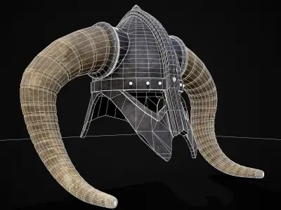 Medieval Viking Horn Helmet Low-poly 3D model