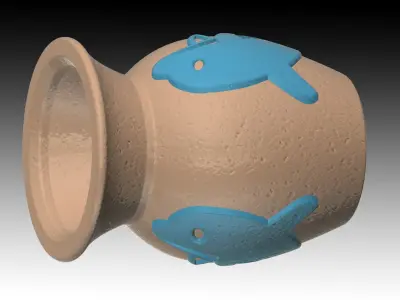 Aquarium-ornaments Octopus-pot  -dolphin- Free 3D print model