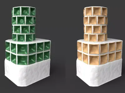 Late medieval tiled stove - variant B Low-poly 3D model