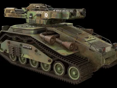 Tank Concept -3-Green-Camouflage Low-poly 3D model