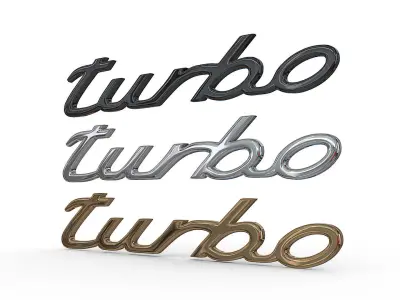 turbo Porsche emblem nameplate 3D model