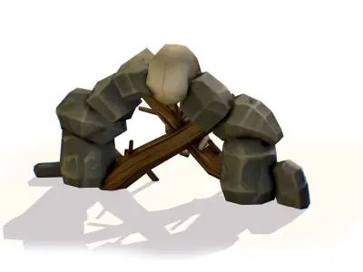 Handpaint Cartoon Stone Arch Entrance Cave Low-poly 3D model