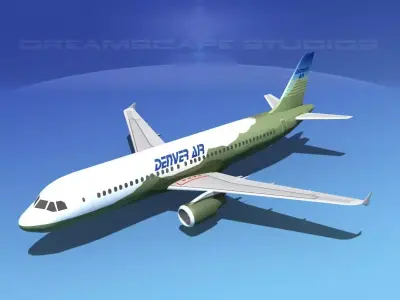 Airbus A320 LP Denver Air Low-poly 3D model