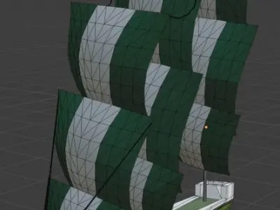 Low Poly Pirate Ship Low-poly 3D model