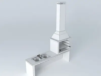 churrasqueiraedson outdoor kitchen with brick fireplace Free 3D model