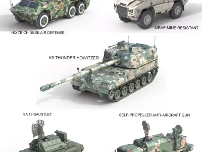 5 Military Vehicles Collection v40 Low-poly 3D model
