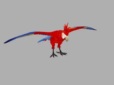 Red Parrot Low Polygon Art Bird Animal Low-poly 3D model