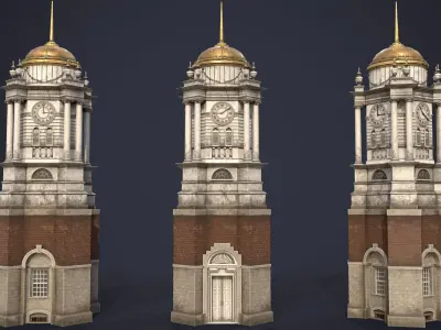 Tower Clock Low-poly 3D model