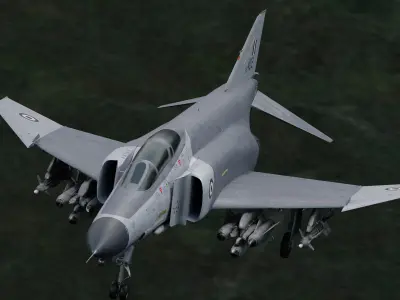 F4 Phantom 2 -Grey Texture-Fully Rigged-Changeble Decal -Texts Low-poly 3D model