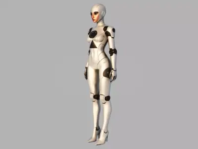 HUMANROBOT   Sleek White Cybernetic Model Low-poly 3D model