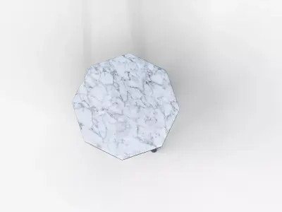 Marble Top Wooden Stool 3D Model Small Furniture Asse Low-poly 3D model