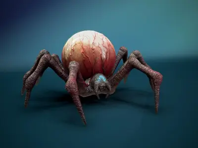 SpideEye spider with eye Low-poly 3D model