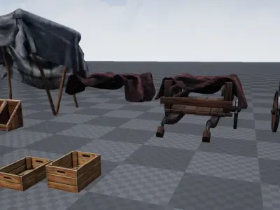 Market Place Items Low-poly 3D model