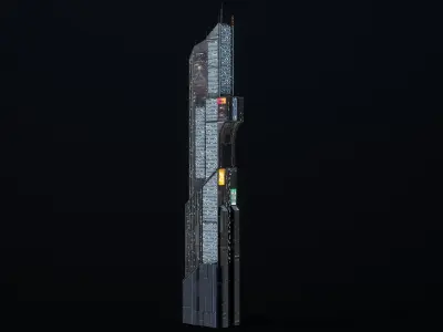 Sci-Fi Futuristic Skyscraper PBR 11 3D model