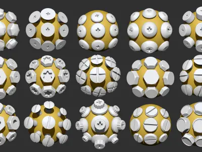 50 BOLT IMM BRUSHES and AlPHAS and MODELS Low-poly 3D model