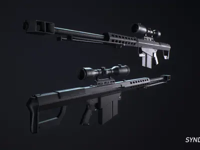 Barrett M82 Sniper Rifle Low-poly 3D model