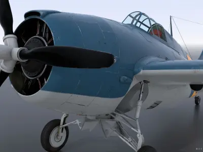 F4F-4 9-GF-7 - Rigged Low-poly 3D model