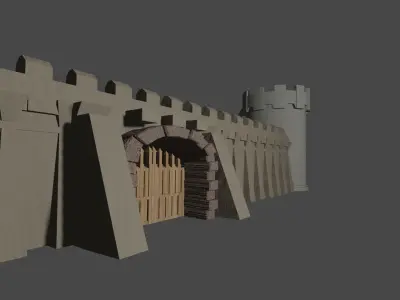 castle Wall Low-poly 3D model