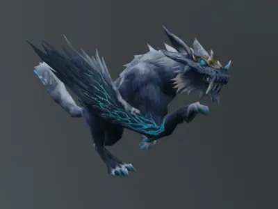 Wolf Wings Fantasy Monster Low Poly Low-poly 3D model