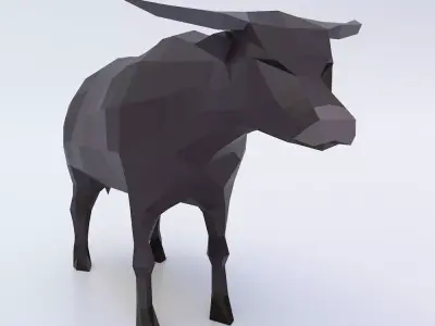 Cow 3d model bull in low polygons Low-poly 3D model