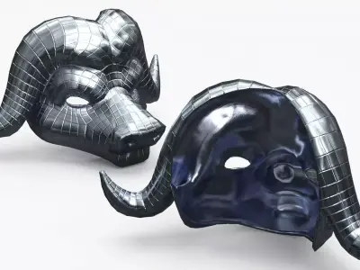 Bull Horn Mask Silver 3D model