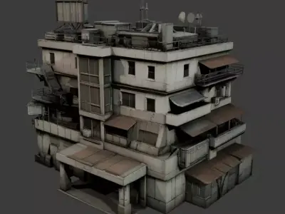 Dystopian Hotel Low-poly 3D model