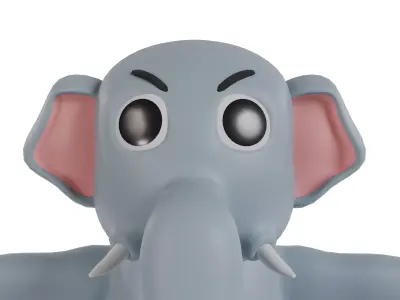 3D model of a cartoon elephant Free 3D model