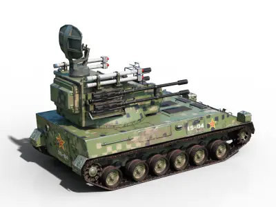 PBR Chinese PGZ-04 Self-Propelled Anti-Aircraft SPAAG Low-poly 3D model