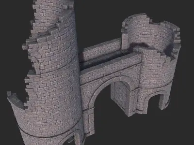 Castle Gate Ruins Low-poly 3D model