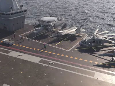 PLA NAVY Type 003 class aircraft carrier Fujian ship CV18 Low-poly 3D model