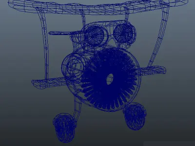 Airplane cartoon 02 Low-poly 3D model