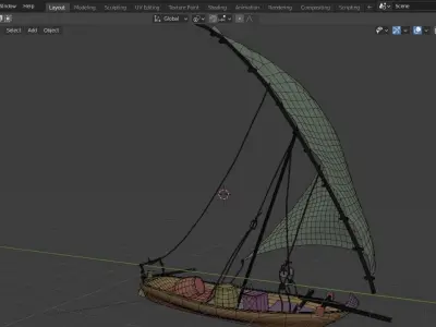 zanzibar dhow Low-poly 3D model