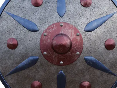 Painted Shield Low-poly 3D model