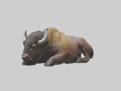 Lying Bison Model 1 Low-poly 3D model
