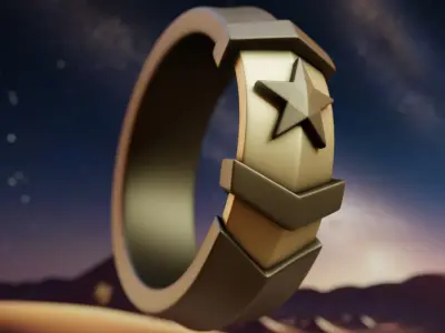 Legendary Star Ring - Futuristic Stylized 3D Print Model 13 3D print model