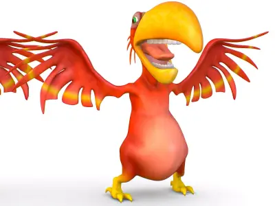 Subdivision Toon Red Bird  Cockatoo Toucan 3D model