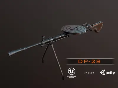 DP-28 Light Machine Gun PBR Low-poly 3D model