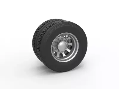 Rear custom wheel of semi truck Version 22 Scale 1 to 25 3D print model