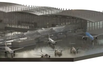Fictional detailed airport terminal  3D model